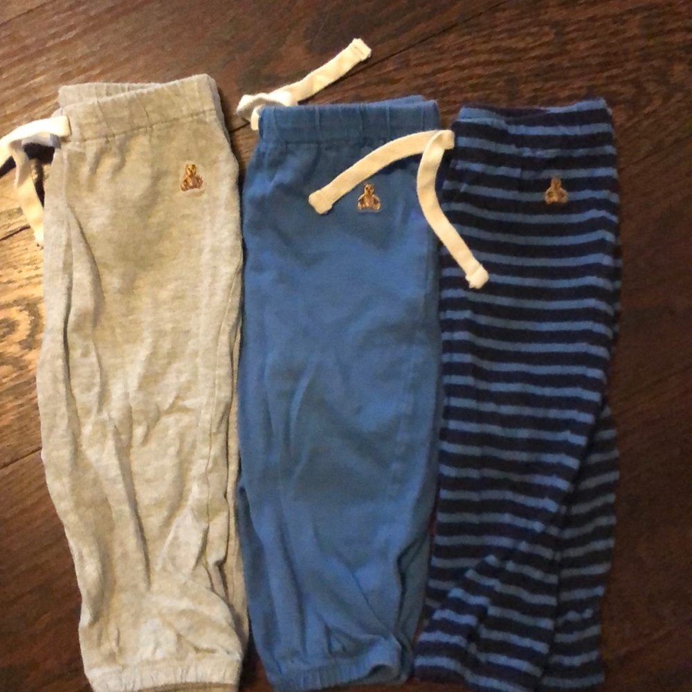 GAP Kids Bottoms Three-Pack in Gray, Blue, and Navy Stripes